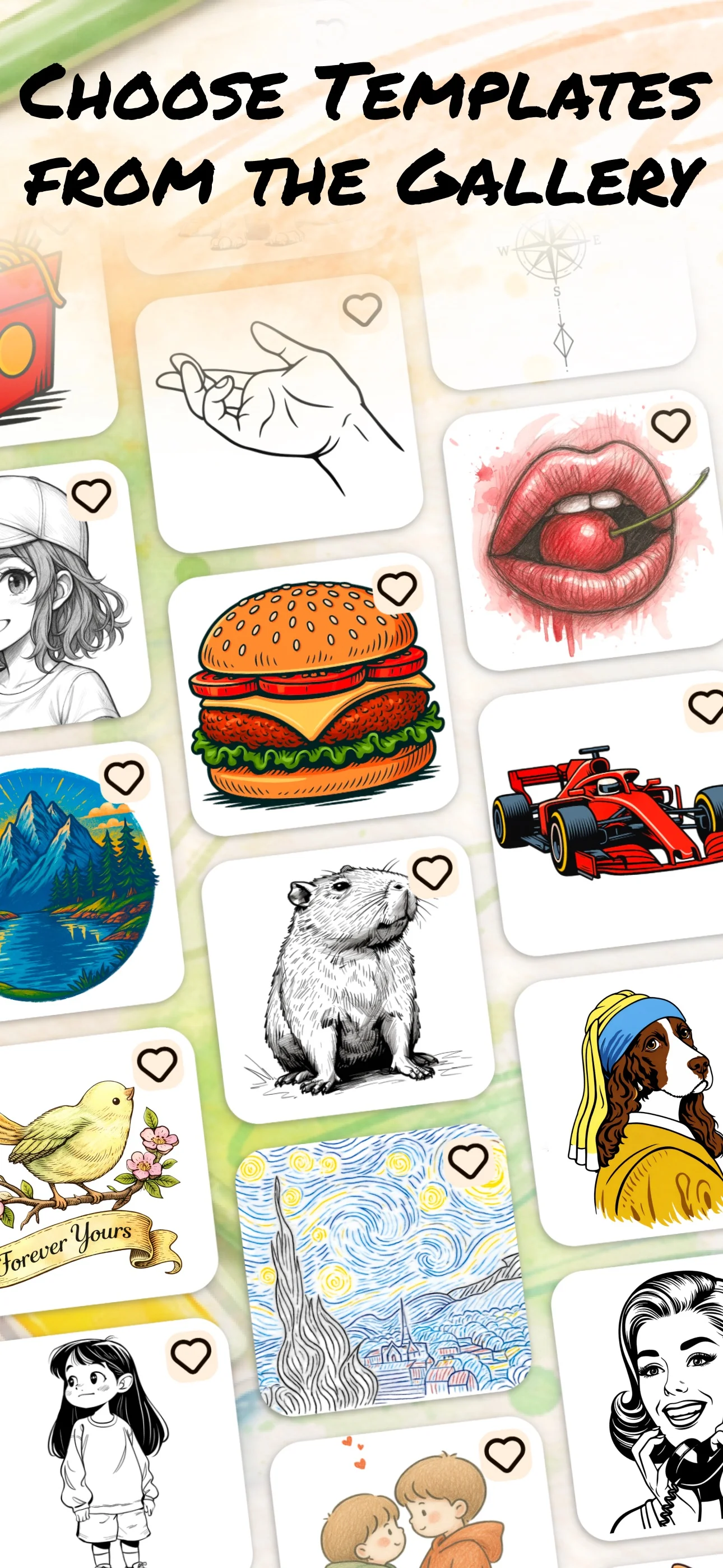 Hundreds of drawing categories